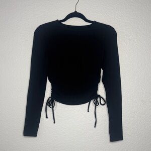 Hollister Black Ruched Long Sleeve Baby Tee Size Small